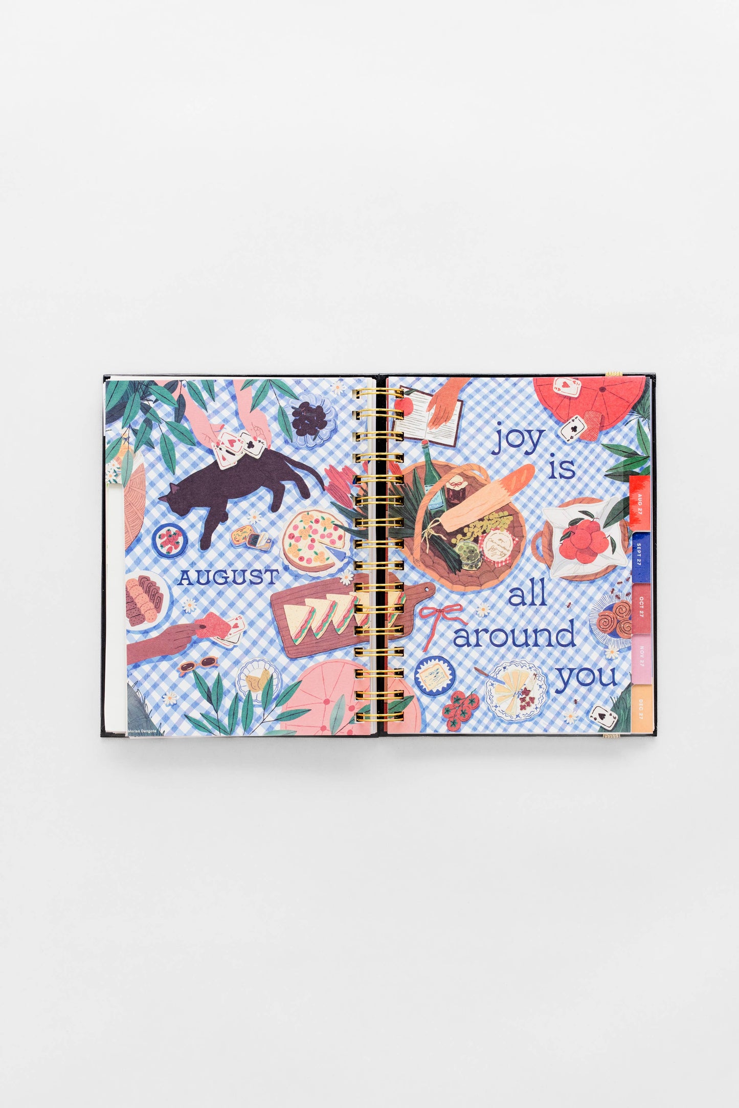 2027 Black Scandinavian Floral Medium Spiral 12 Month Planner