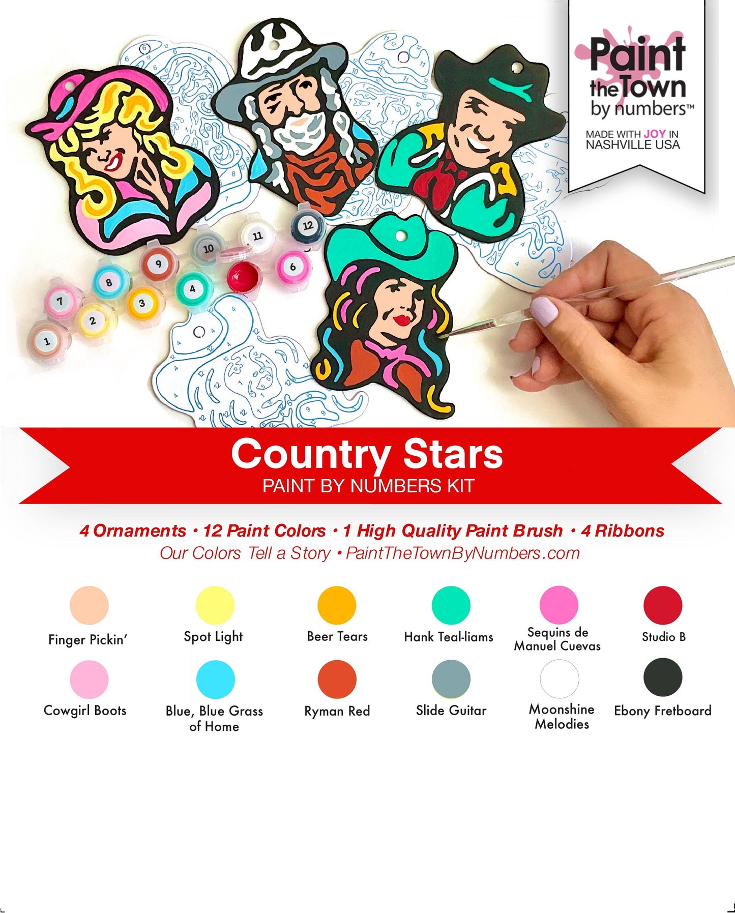 Country Stars Ornaments Paint by Number Kit