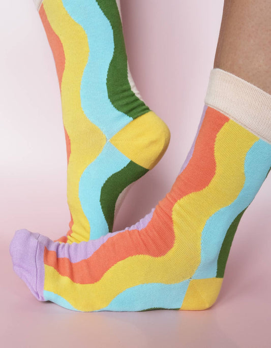 Rainbow Waves Crew Socks