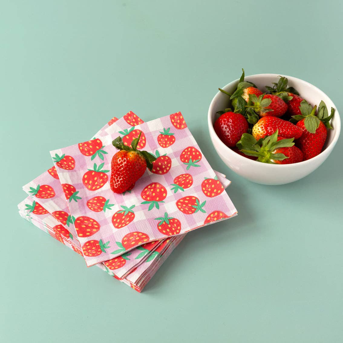 Strawberry Lilac Gingham Napkins