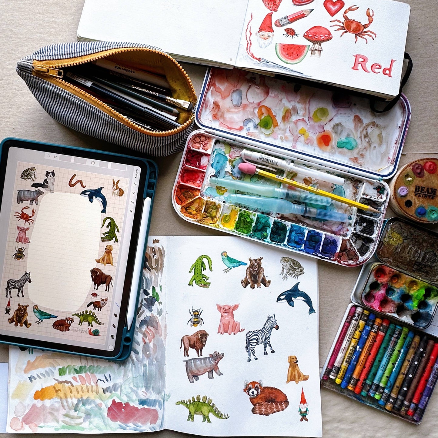 Animal Illustration Stationery Set