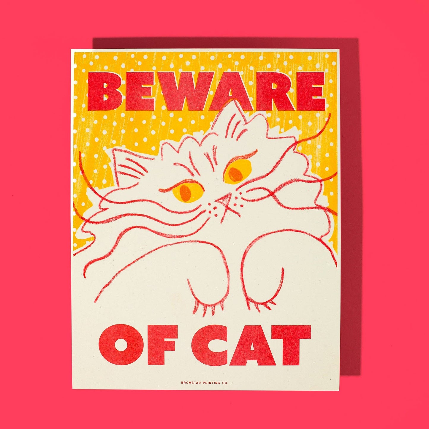 Beware of Cat Risograph Print