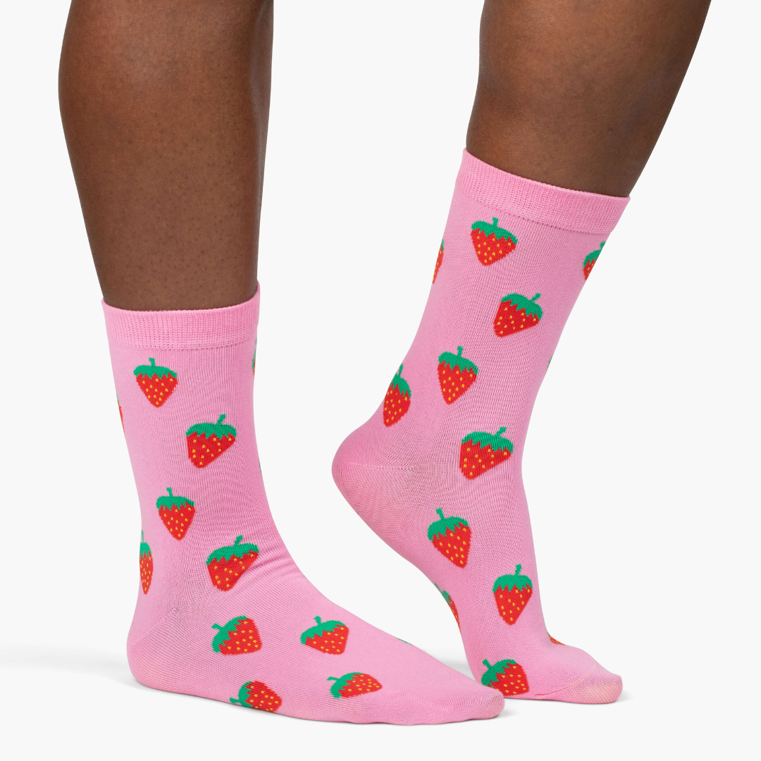 Pink Strawberry Crew Socks