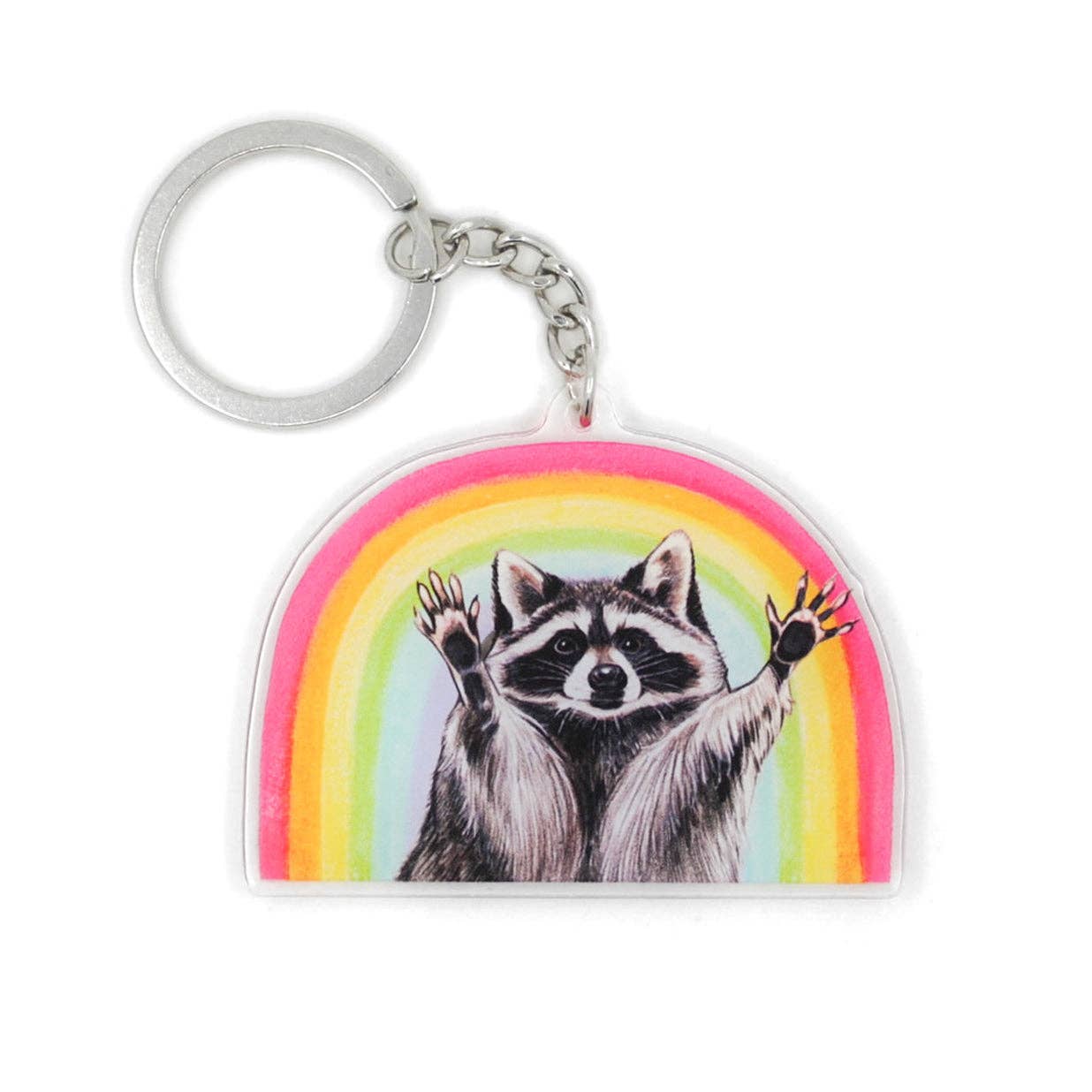 Rainbow Raccoon Keychain