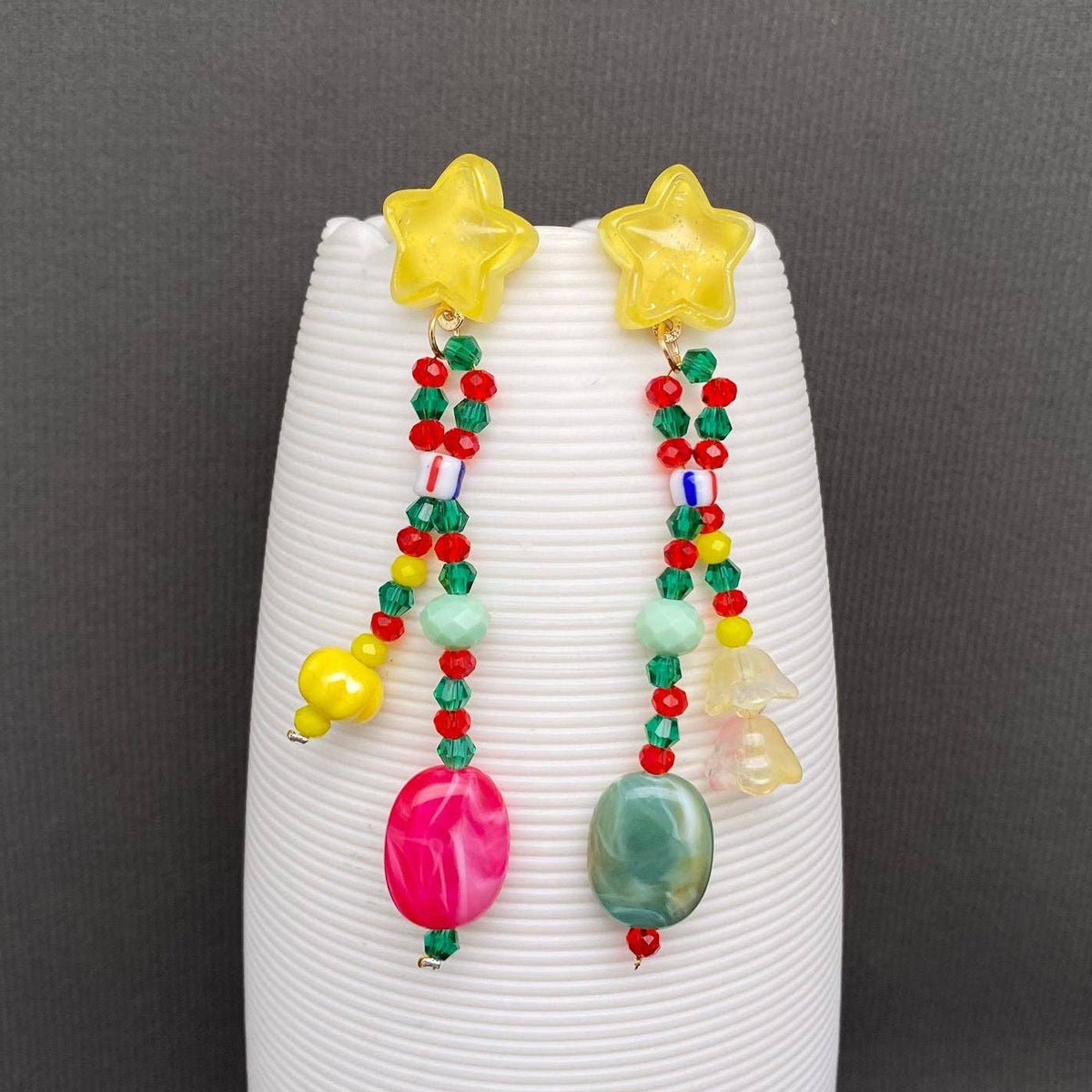 Star Colorful Beaded Earrings