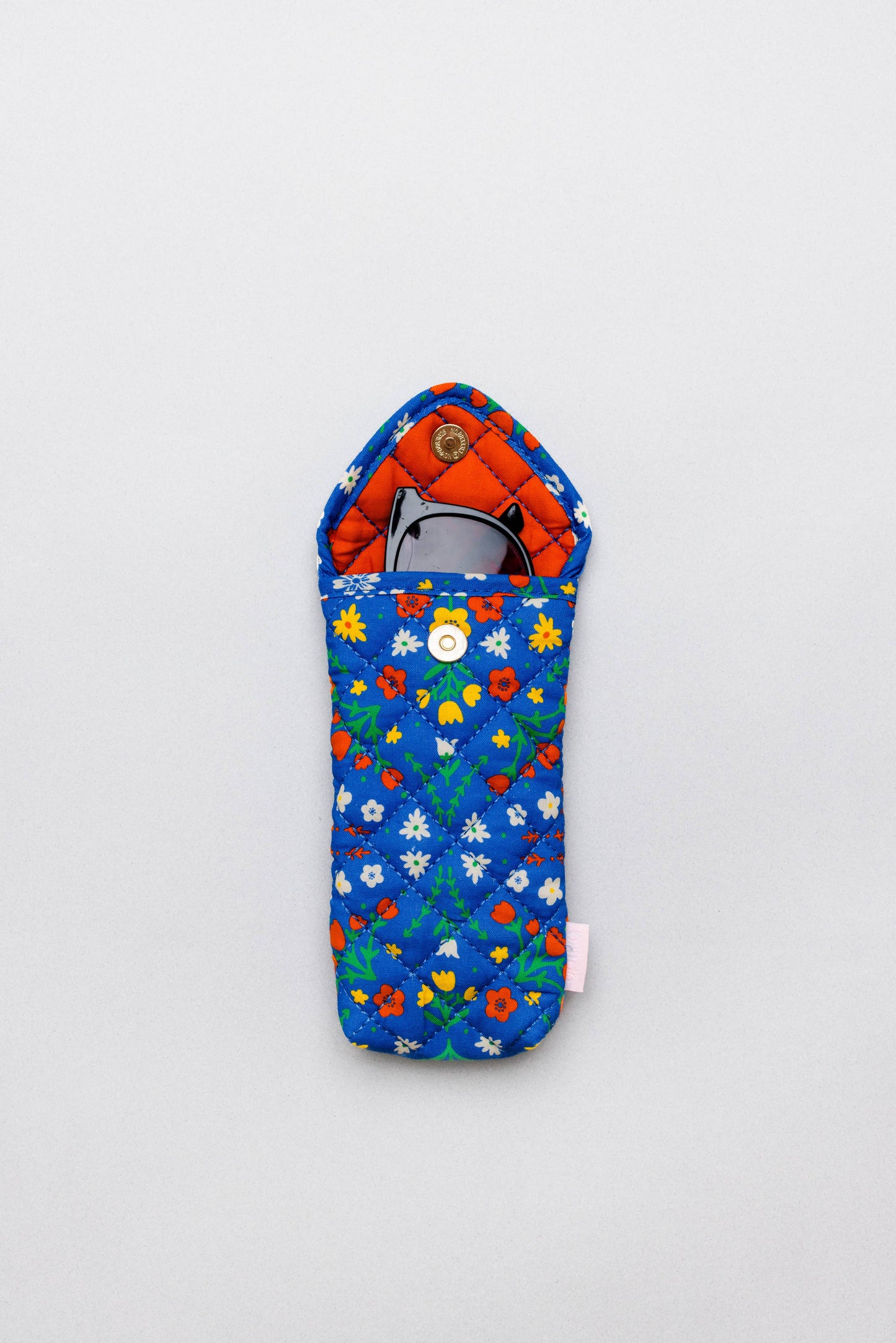 Blue Scandinavian Floral Quilted Glasses Case