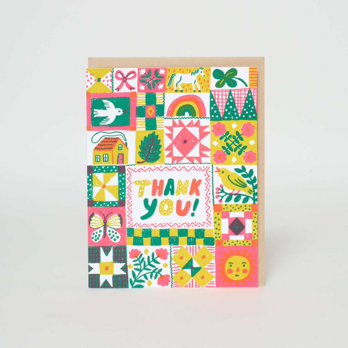 Folk Quilt Thanks Card