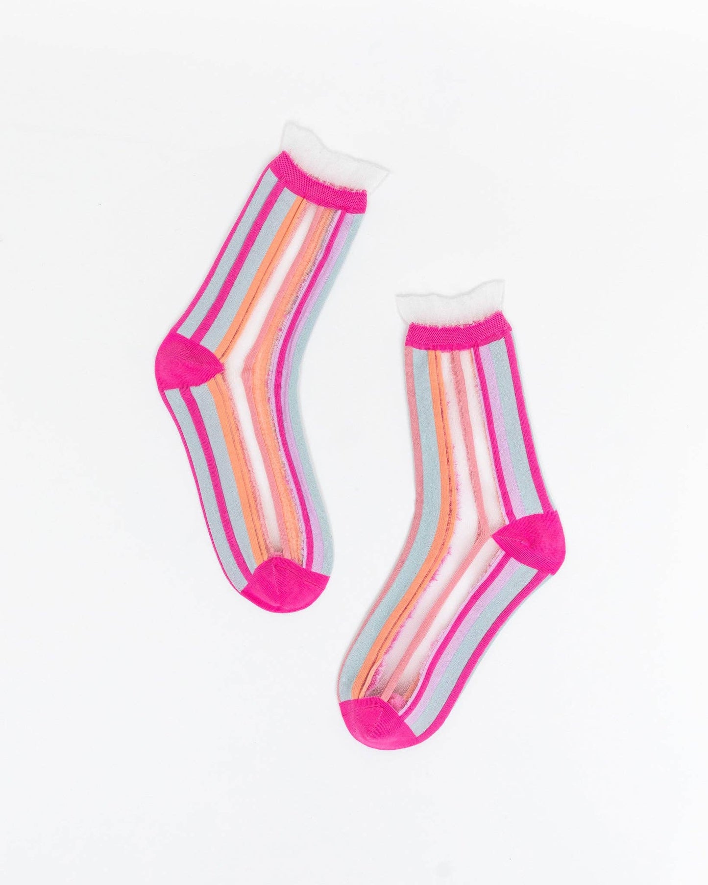 Candy Stripe Ruffle Crew Socks