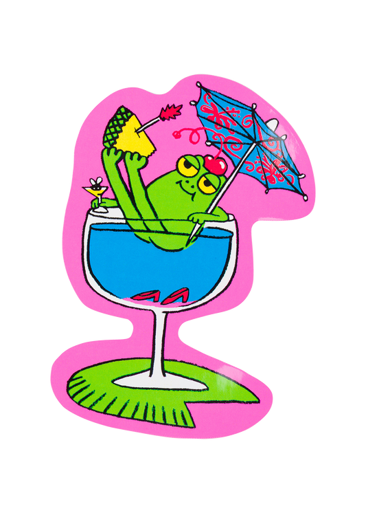 Happy hour frog sticker