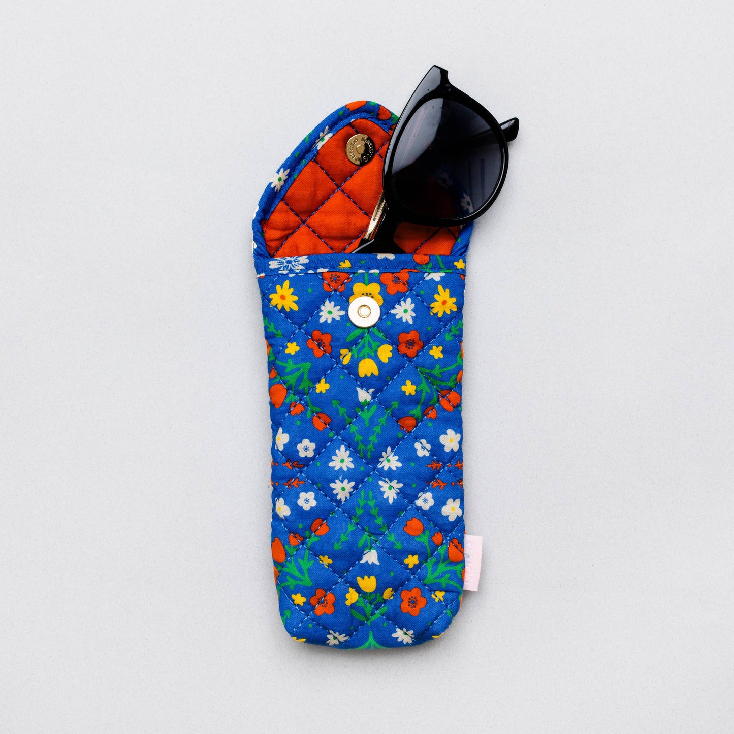 Blue Scandinavian Floral Quilted Glasses Case