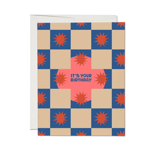 Squares and Bursts card - Birthday card