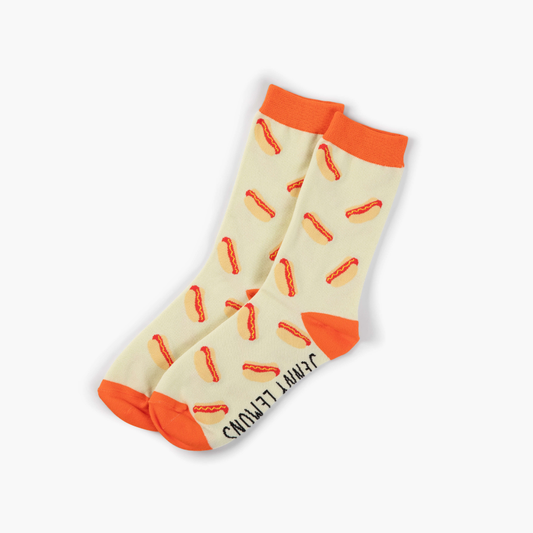 Orange Colorblock Hot Dog Crew Socks