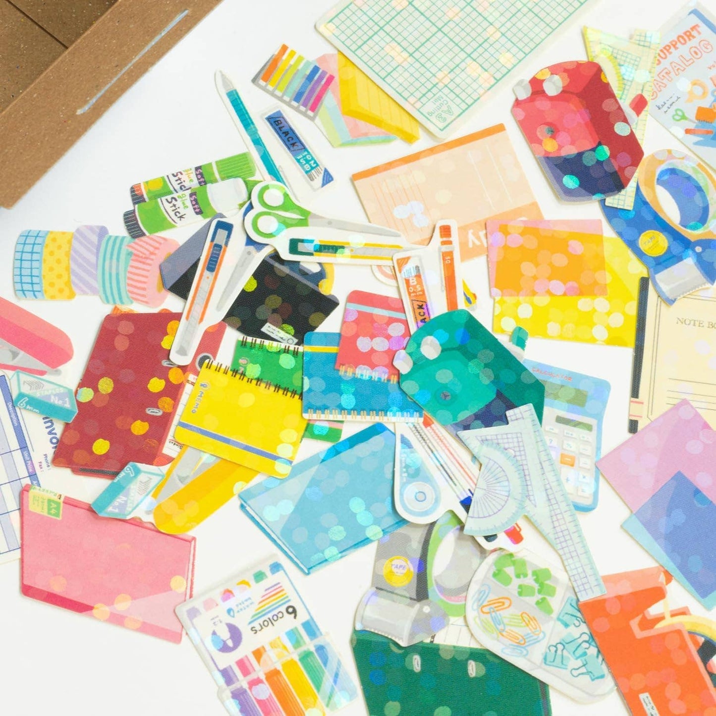 Office Supply Flake Sticker Box