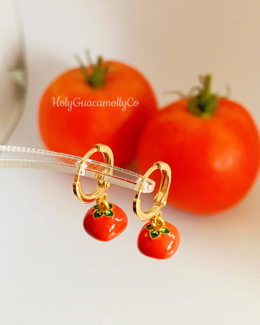 Tomato Huggie Earrings
