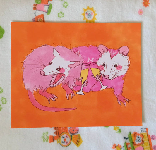 Opossums Having a Drink print