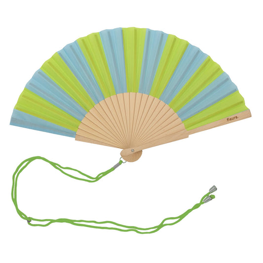 Lime Green and Blue Striped Fan