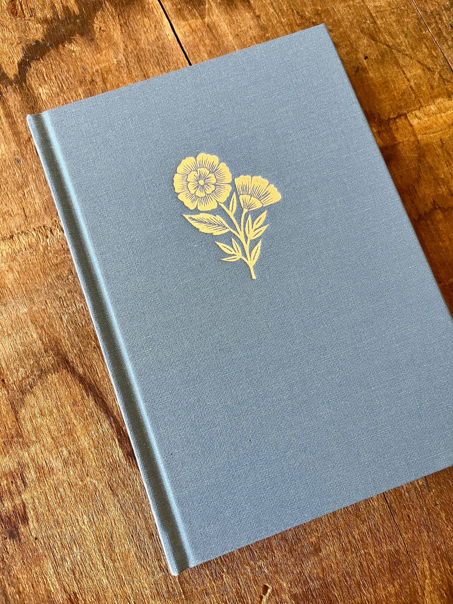 Denim Blue Foil Stamped Linen Journal