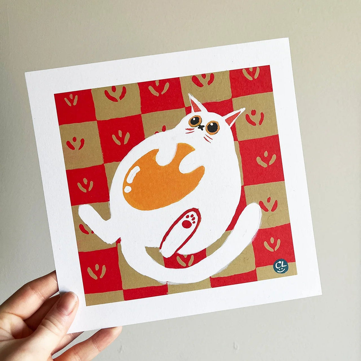 Sunny-Side Up Cat: Red Checker Print