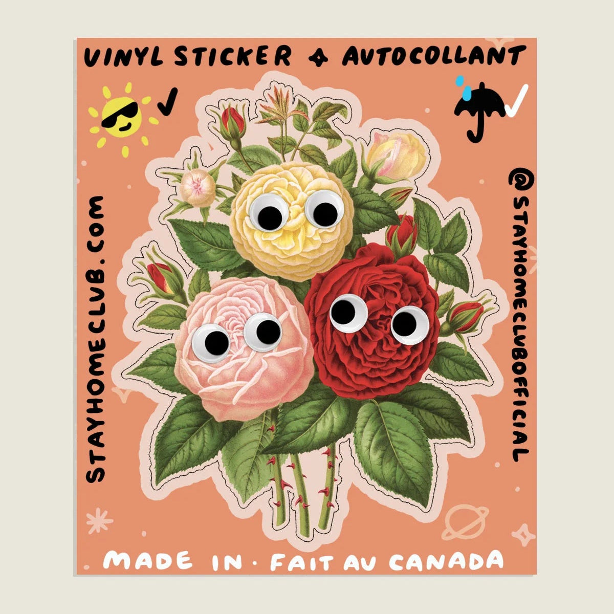 Googly Roses Sticker