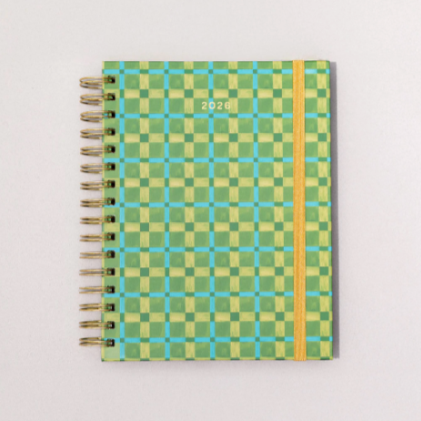 Green Plaid Medium 12-Month Planner