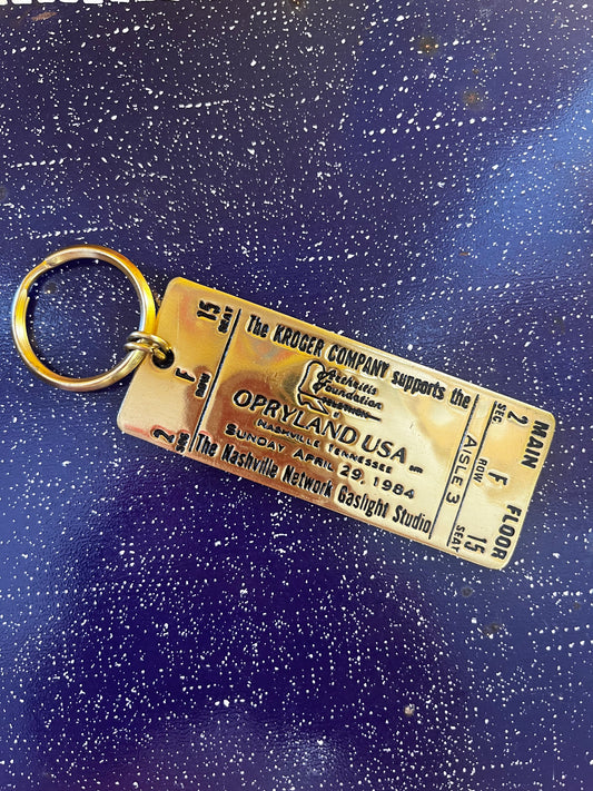 Opryland Gold Ticket Keychain