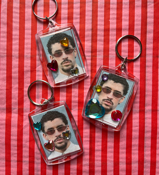 Bad Bunny Bedazzled Keychain
