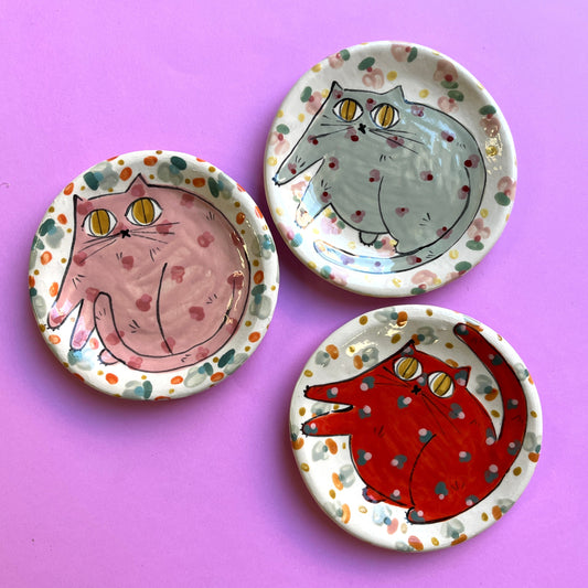 Extra Small Round Cat Plate