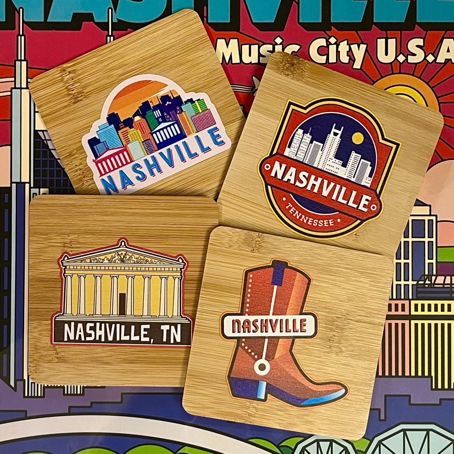 Nashville Bamboo Coasters