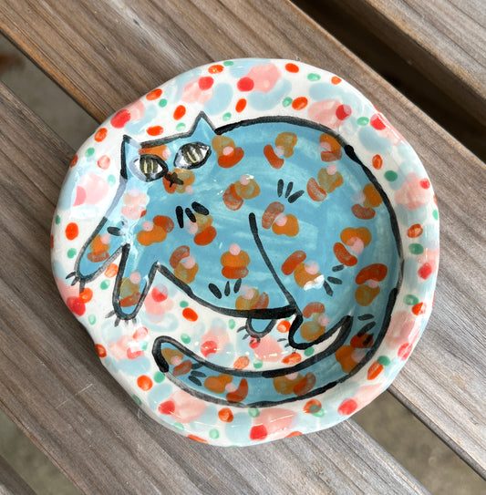 Small Round Cat Plate