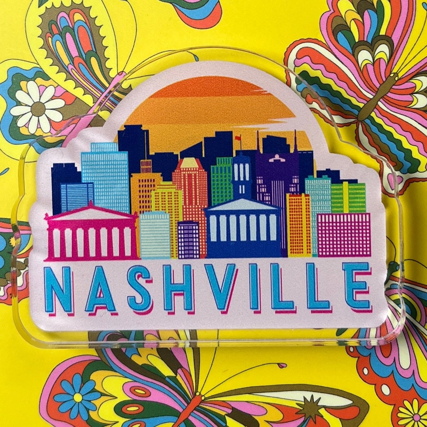 Nashville Retro Skyline Magnet