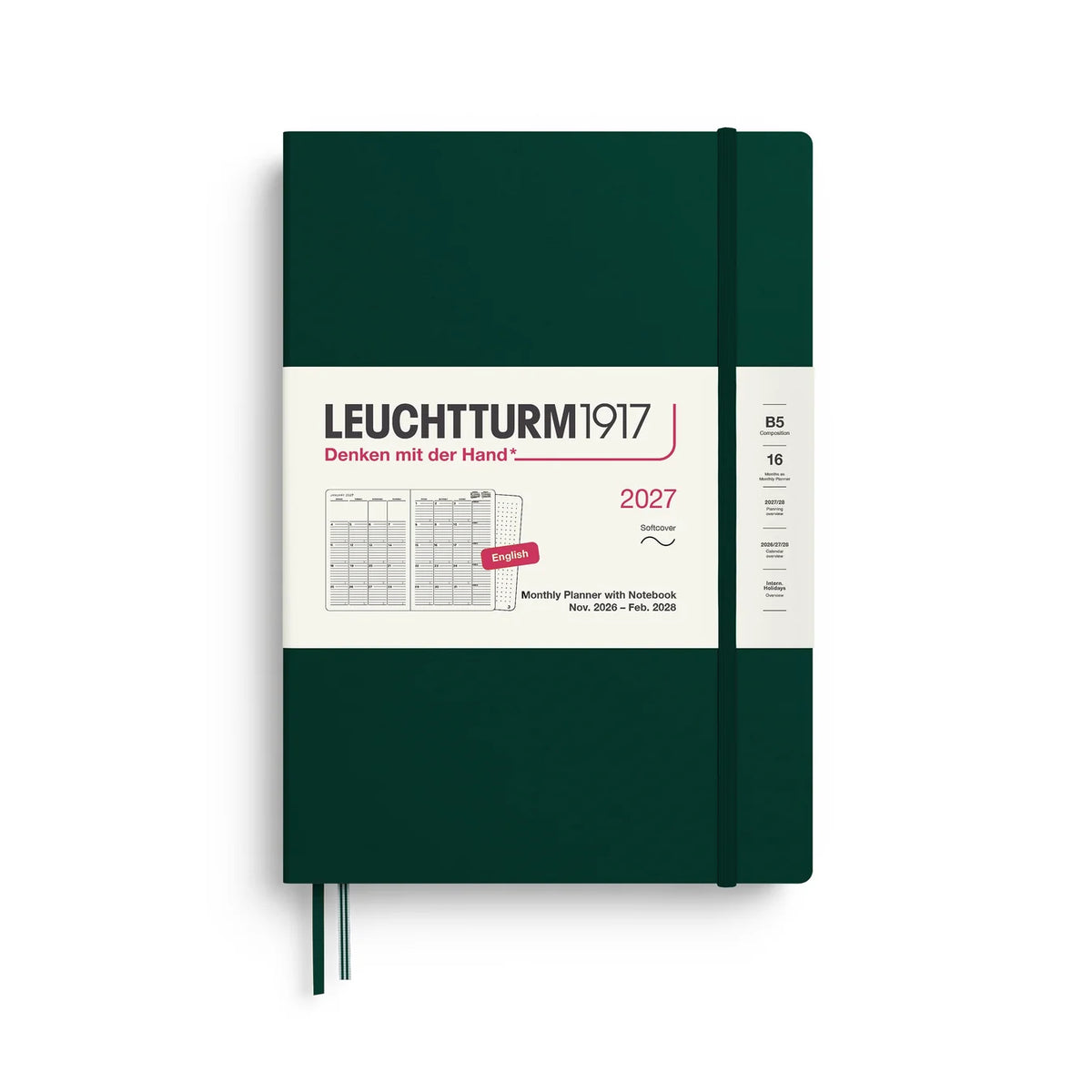 2027 Leuchtturm Monthly Planner with Notebook B5