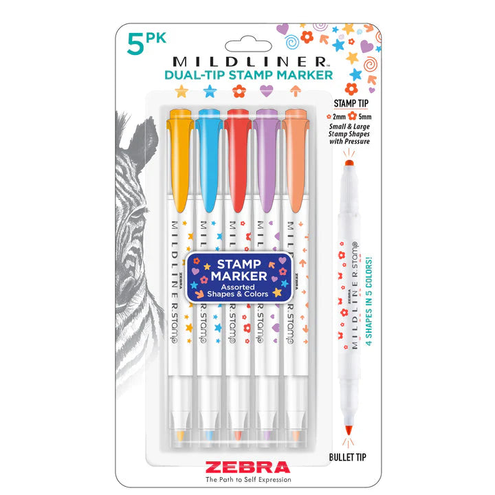 Zebra Mildliner Dual-Tip Stamp Marker Set