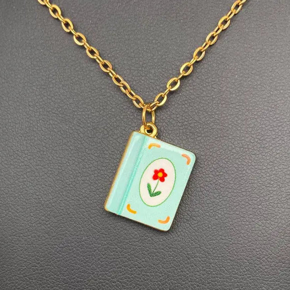 Enamel Book Necklace