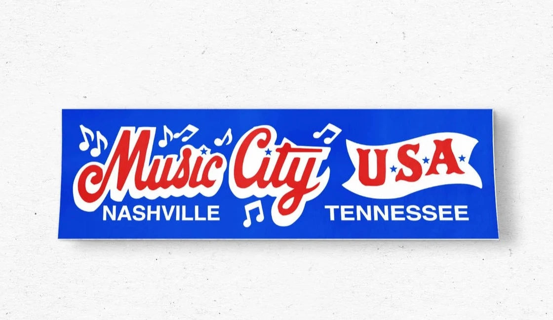 Blue Music City USA Bumper Sticker
