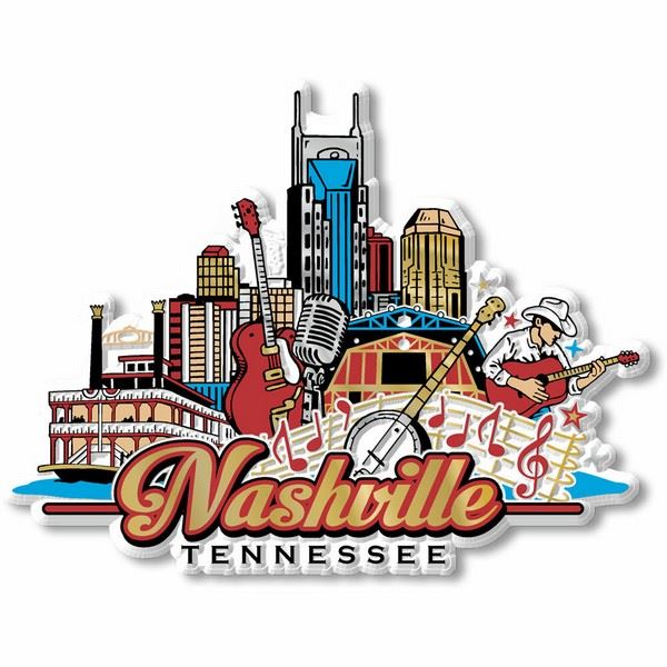 Metallic Nashville Skyline Magnet