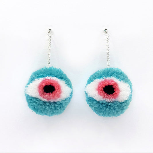 Eye Pom Pom Earrings