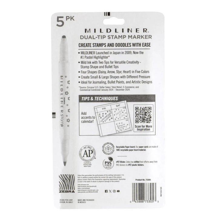 Zebra Mildliner Dual-Tip Stamp Marker Set