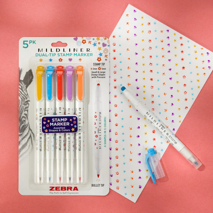 Zebra Mildliner Dual-Tip Stamp Marker Set