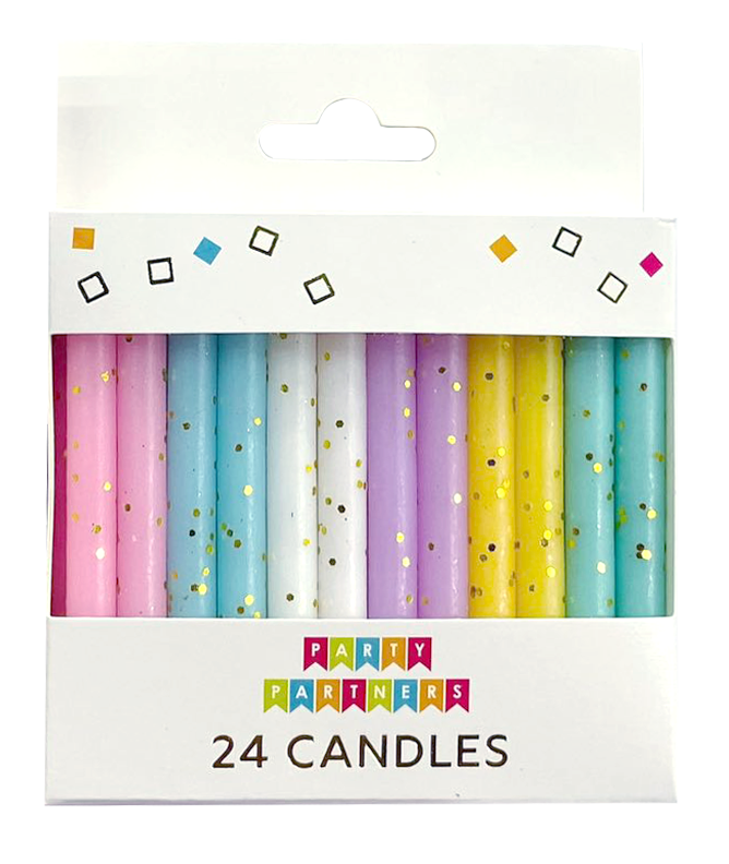 Pastel Glitter 24 Candles Set