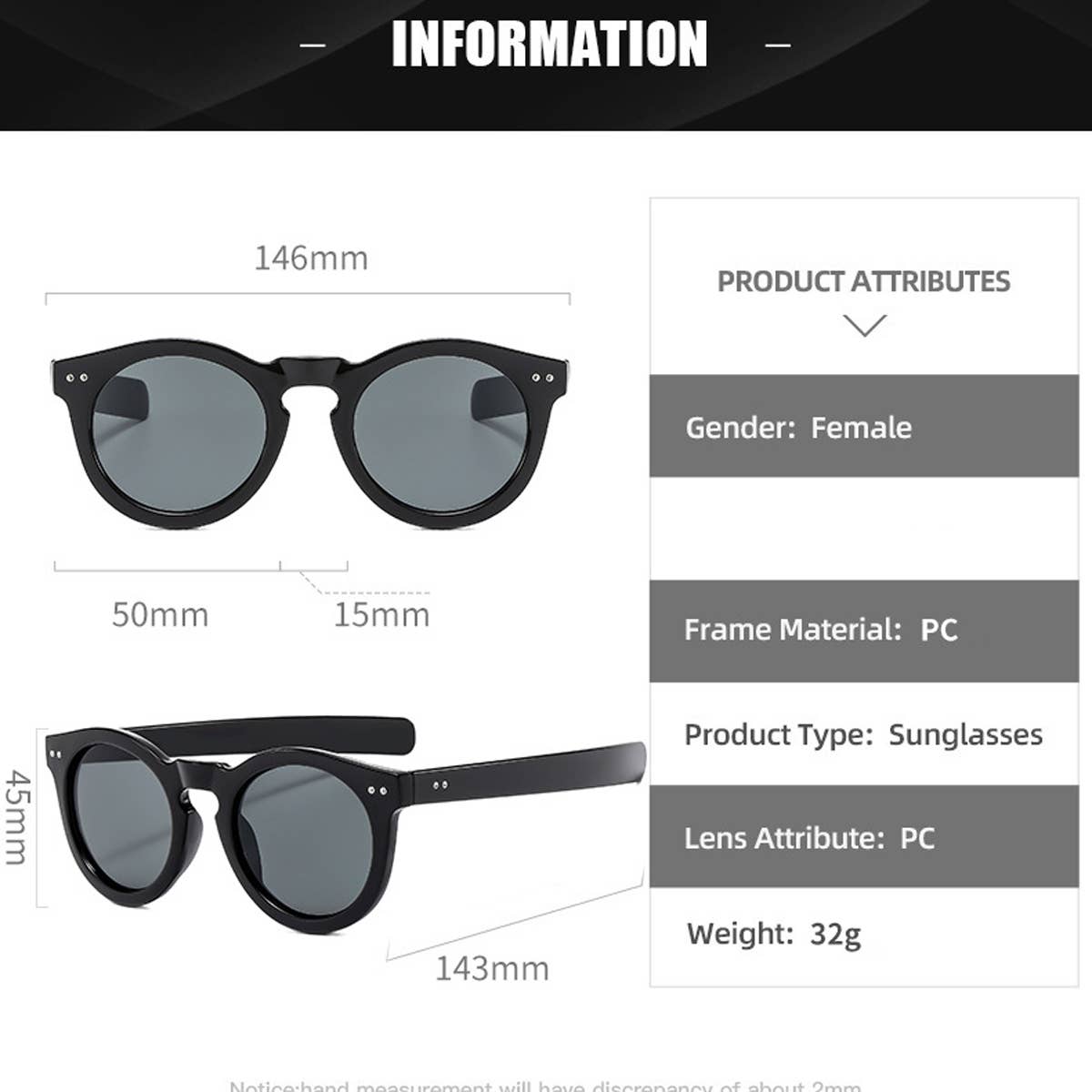 Retro Round Black Sunglasses