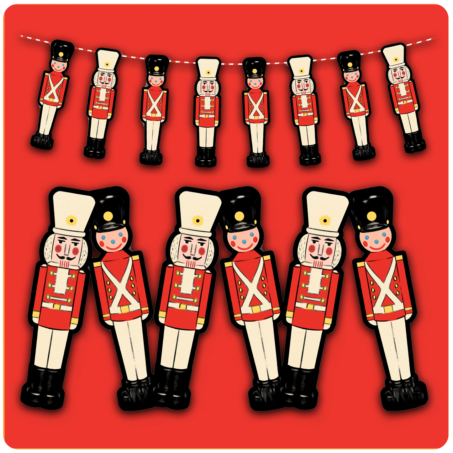 Nutcracker & Soldier Christmas Banner