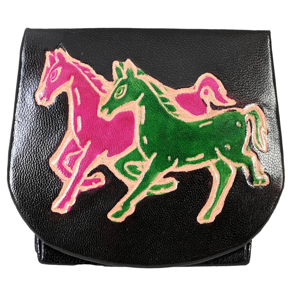 Horses Leather Coin Purse
