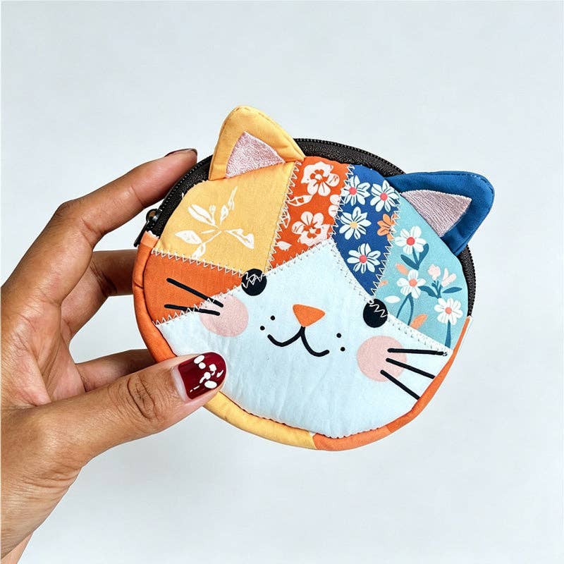 Patchwork Cat Fabric Pouch