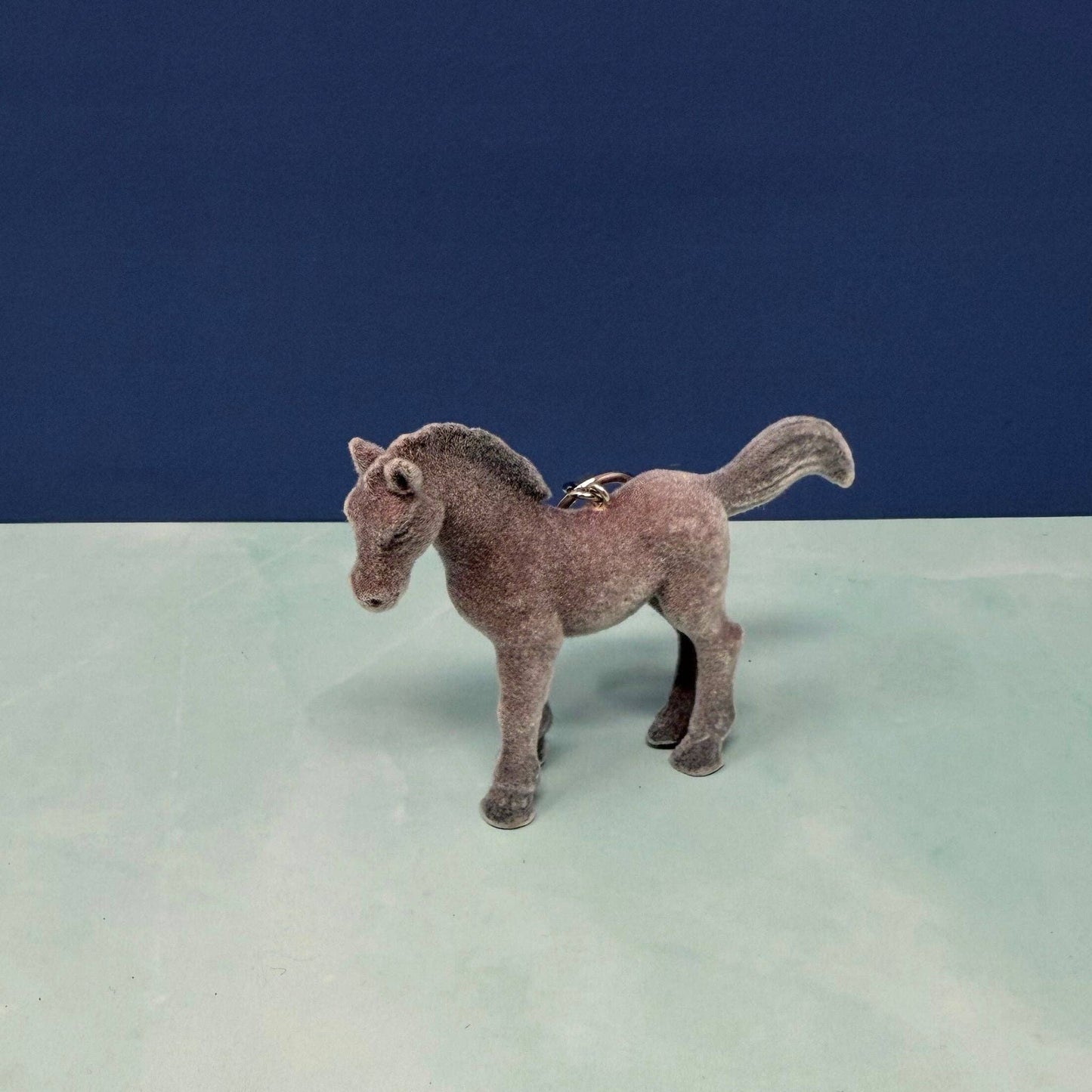 Flocked Horse Keychain