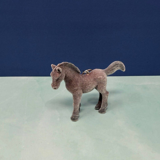 Flocked Horse Keychain