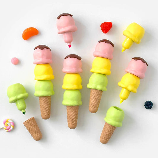 Ice Cream Cone Highlighter Set
