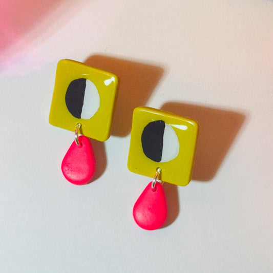 Citrus Green Eye Earrings