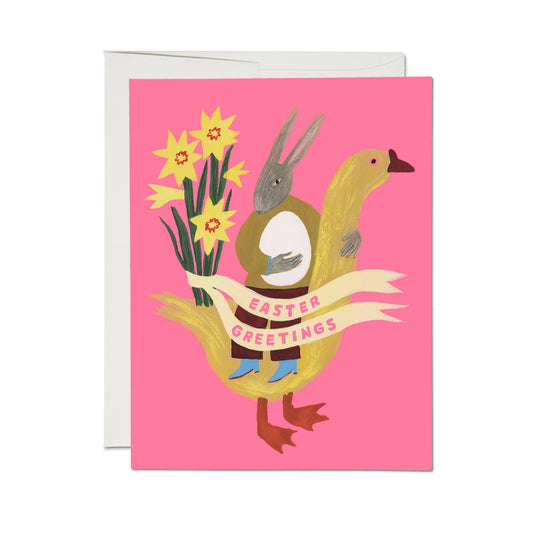 Rabbit and Goose card - Easter card
