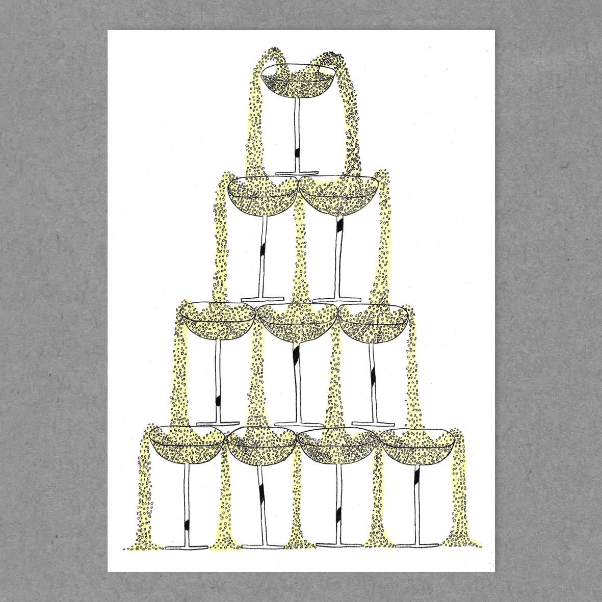 Champagne Tower Risograph Print