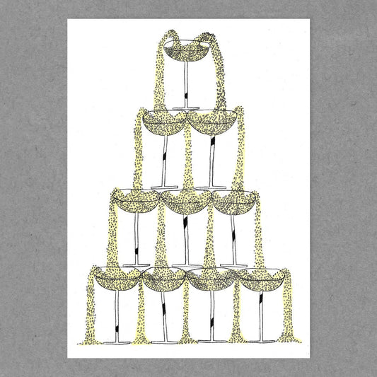 Champagne Tower Risograph Print